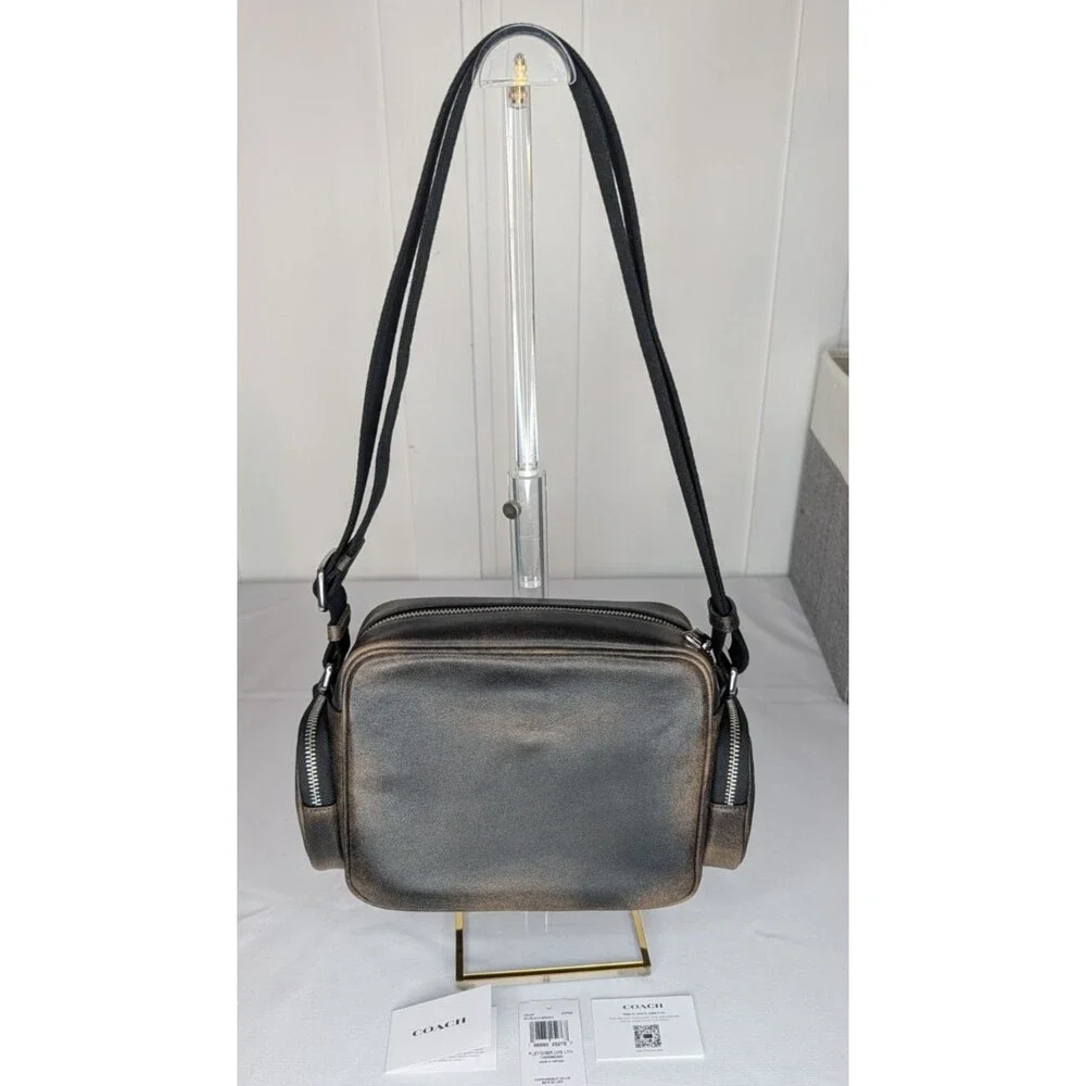 Coach Fletcher Unisex Crossbody -  Loved Leather Black/Tan, NWT